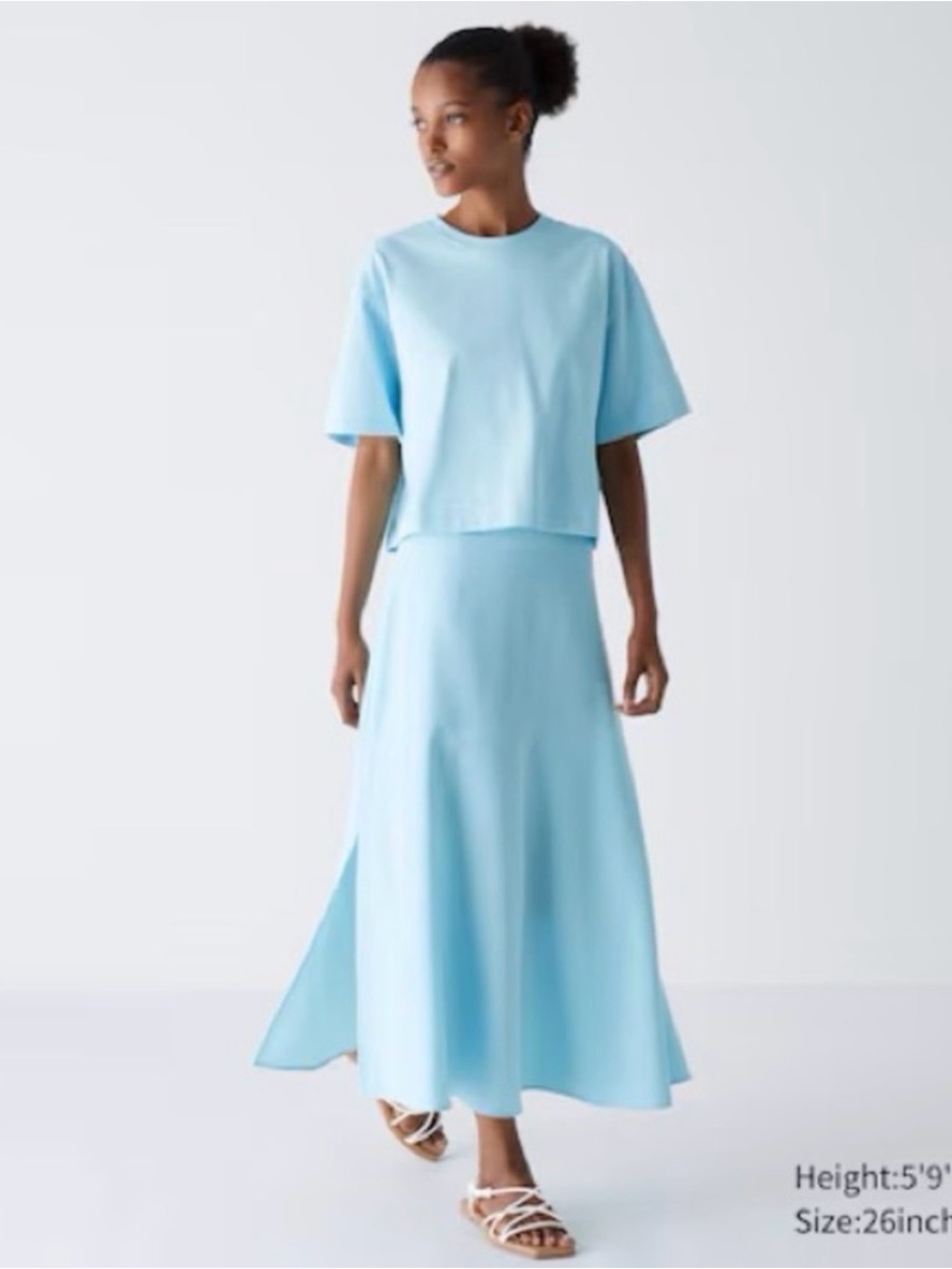 Uniqlo C Light Blue Maxi Skirt with Slit